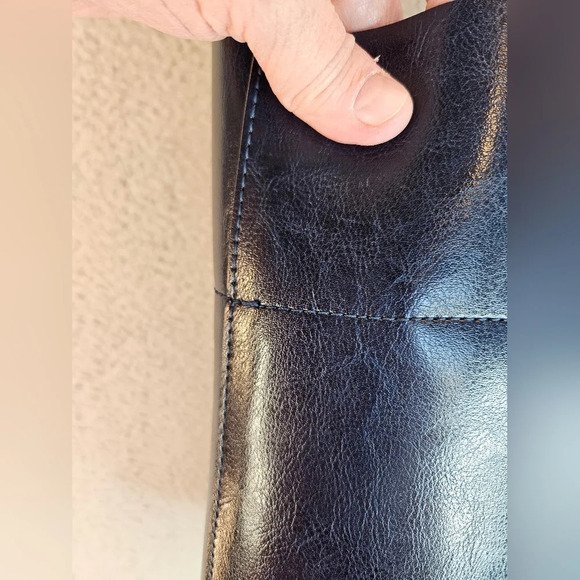 Kattee Womens Beautiful Blue Leather Large Shoulder Bag 14x15.5x5 Classic - Picture 10 of 14